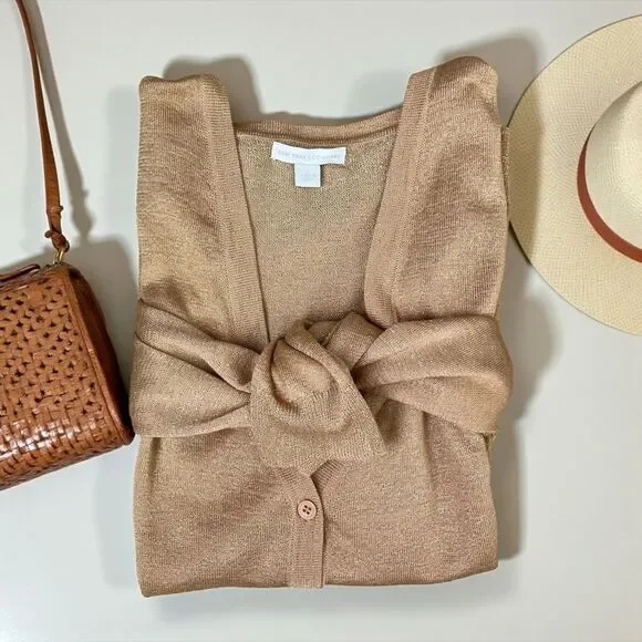 New York & Co Lightweight All-Season Knit Cardigan in Camel - Picture 10 of 10